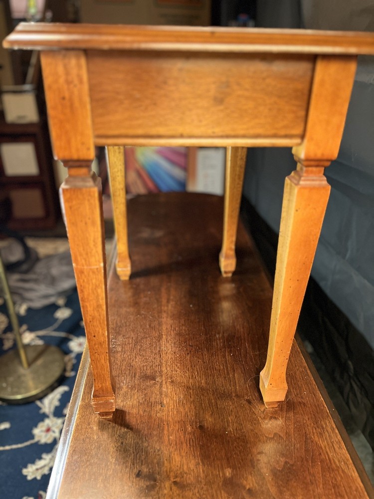 Vintage Solid Cherry Side Table w/ elt-Lined Drawer | Colonial Revival c.1935–45