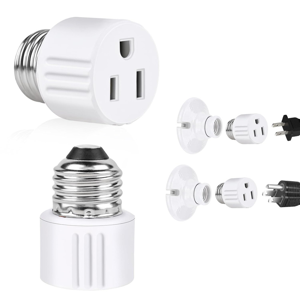 Outlet Light Socket Adapter, E26 Light Bulb to Plug Converter