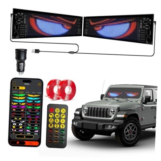 Devil Eyes Windshield LED Light 2PCS 13.7"x4" - Sync Programmable with