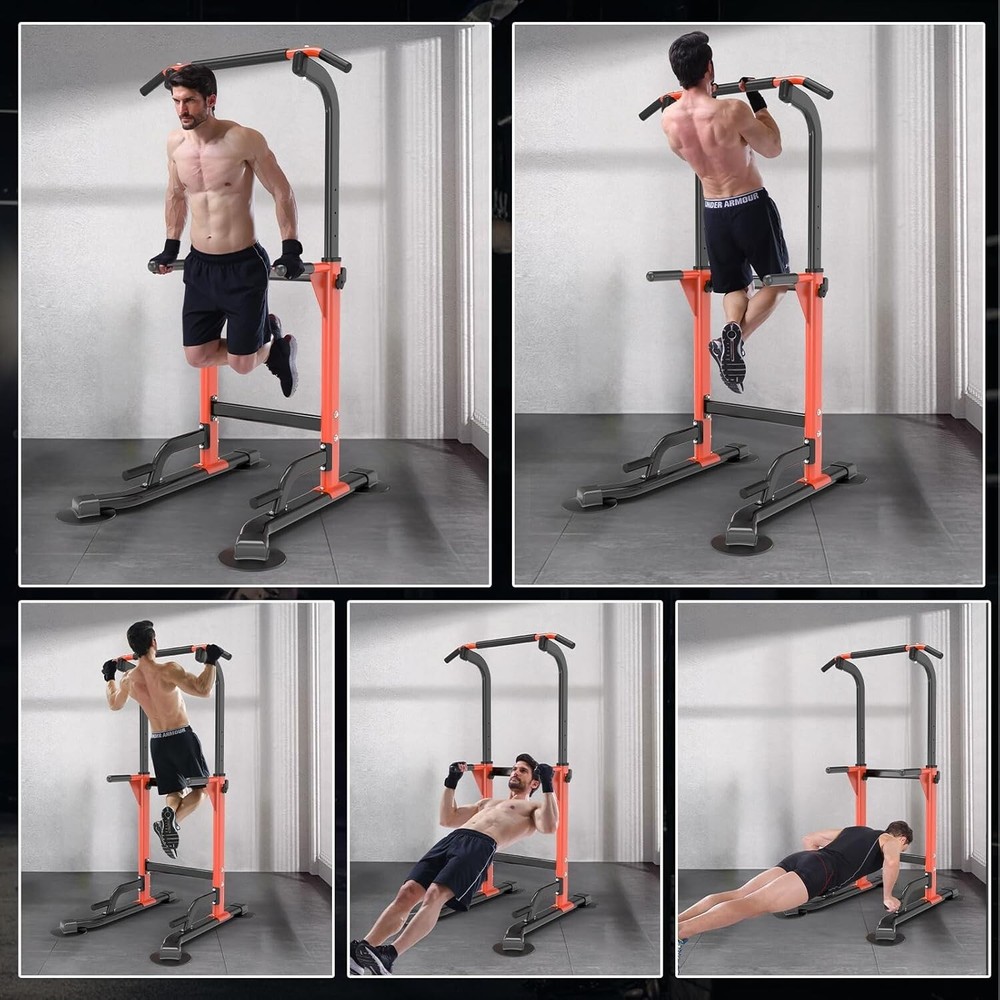 Adjustable Bench Power Tower Dip Station Pull up Bar Strength Training Workout