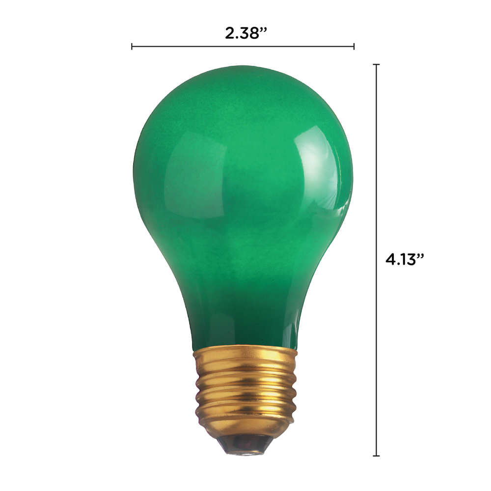 4 Pack CERAMIC SOLID GREEN BULBS A19 25W 120V Medium E26 Base 25A19 Dimmable