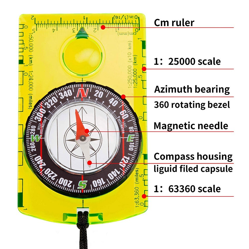 Waterproof Outdoor Compass Hiking Camping Navigation Map Orienteering Tool