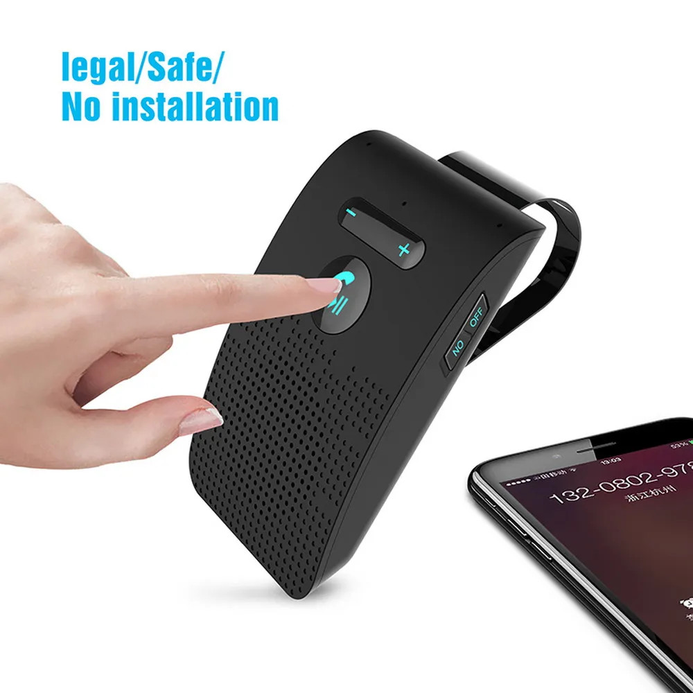 Bluetooth Speaker Handsfree Car Kit Sun Visor Clip Wireless Audio Receiver Speak