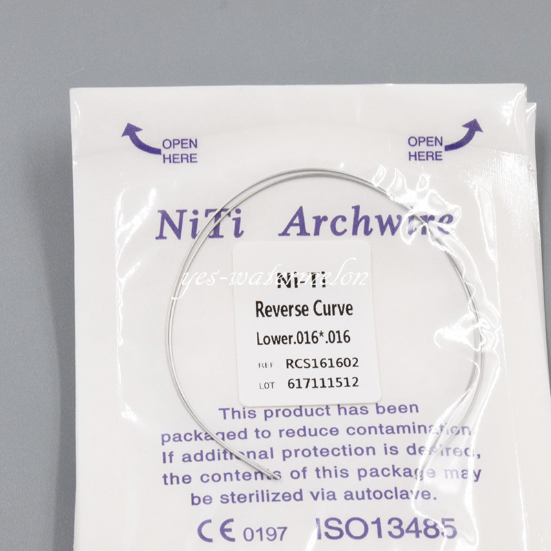 1 Pack 2 Pcs Dental NITI Reverse Curve Rectangular Arch Wires Upper/Lower Sizes