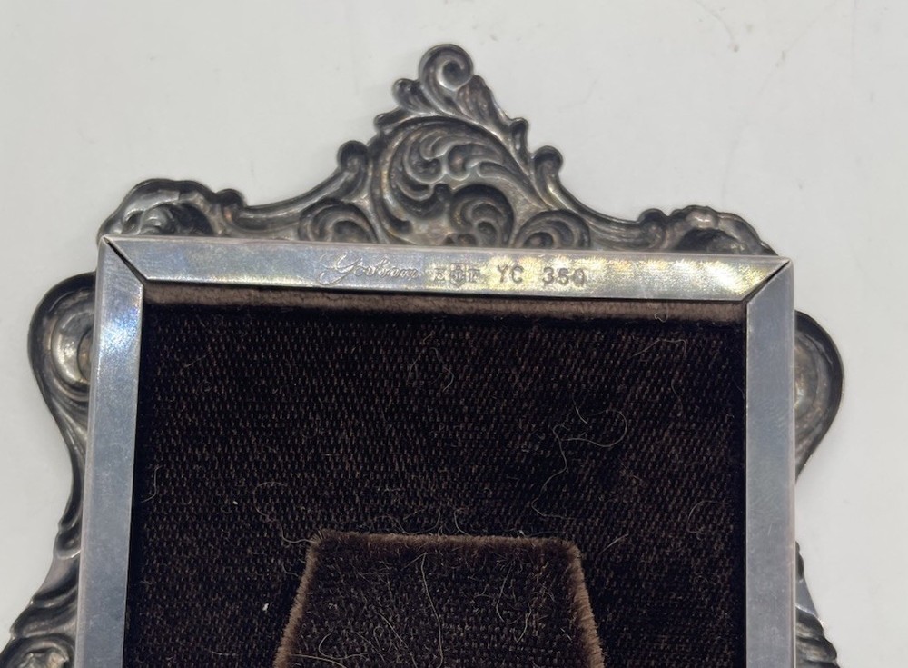 Vintage GORHAM ESP ROCOCO ROSE Cottage-Core Small Picture Frame w/ Glass 2” x 3”