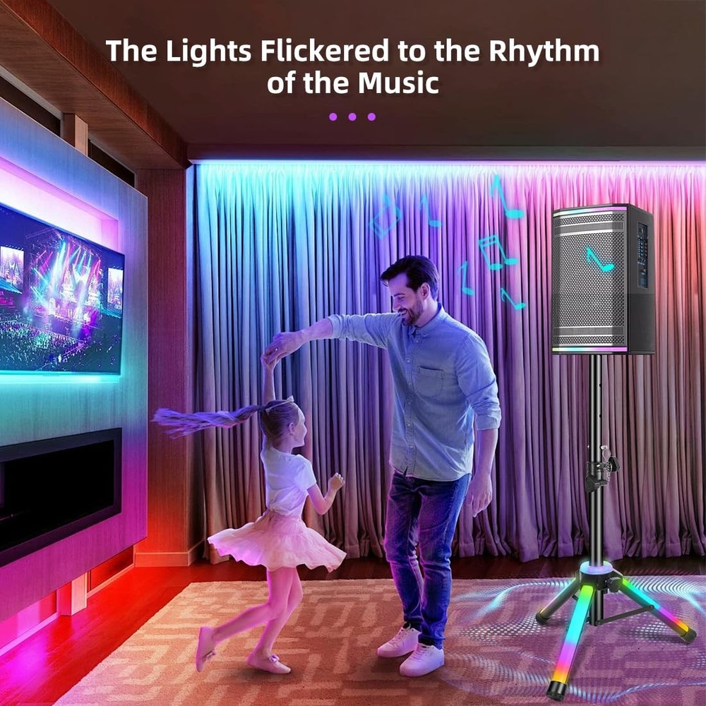 Universal Speaker Stand Six Light Modes Speaker Tripod Stand LED Multi-Colour...