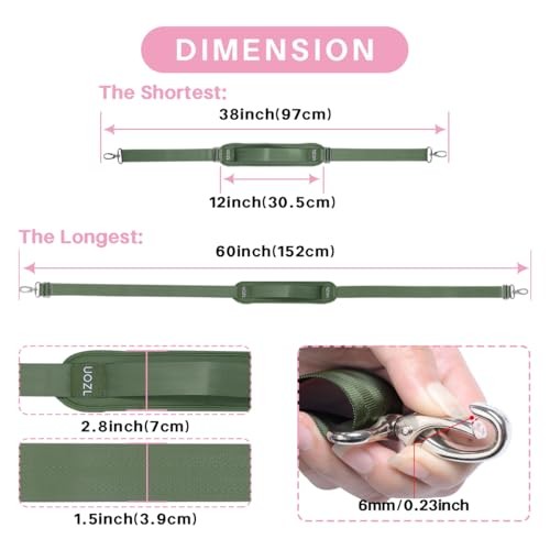 Bag Shoulder Strap Universal with Ultra-Thick Fixed Pad Double 60" Green 60