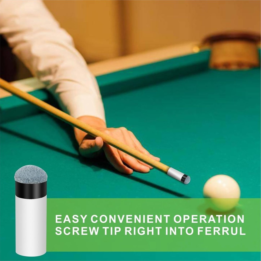 10 Sets Cue Tips for Pool Stick Billiard Cues Tips Replacement Kit with White