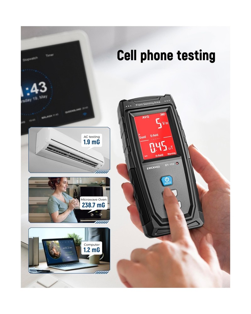 ERICKHILL EMF Meter, Detects Electric and Magnetic Fields, Handheld Digital E...