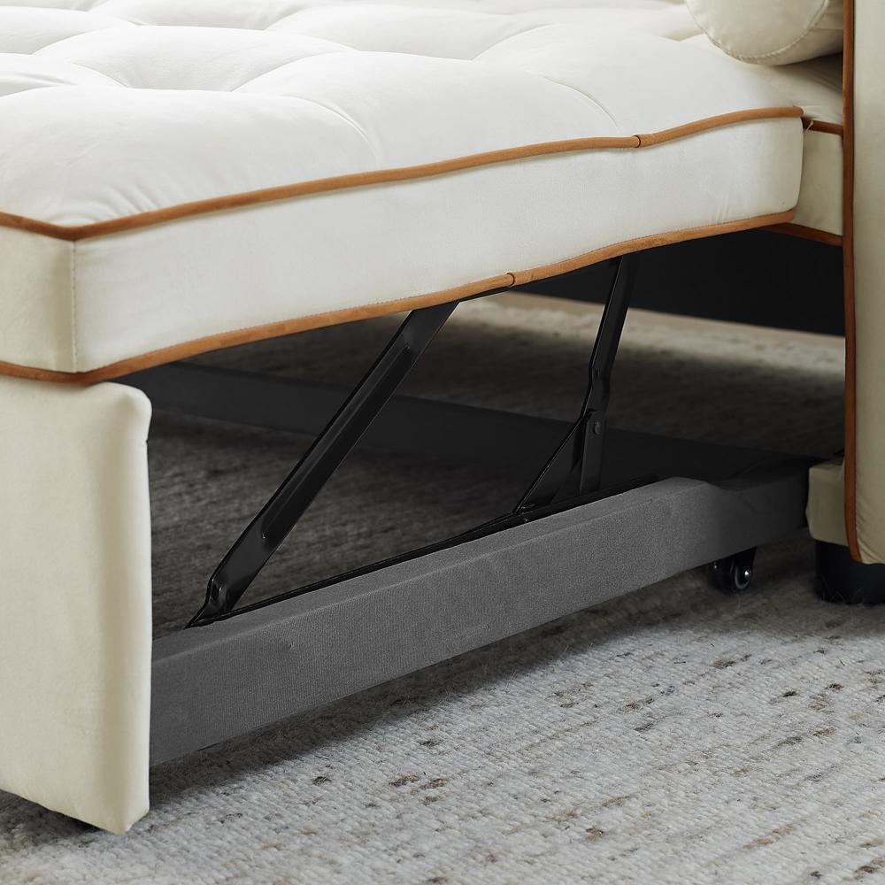 55.5" Pull Out Sleep Sofa Bed 2 Seater Adjsutable Backrest and Lumbar Pillows