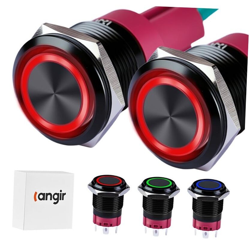 15Amp Push Button Switch，(0.866") 12V-24V Latching Push Button Switch 22mm Red