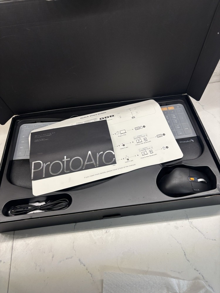 ProtoArc Ergonomic Keyboard Mouse Combo Wireless Bluetooth Rechargeable