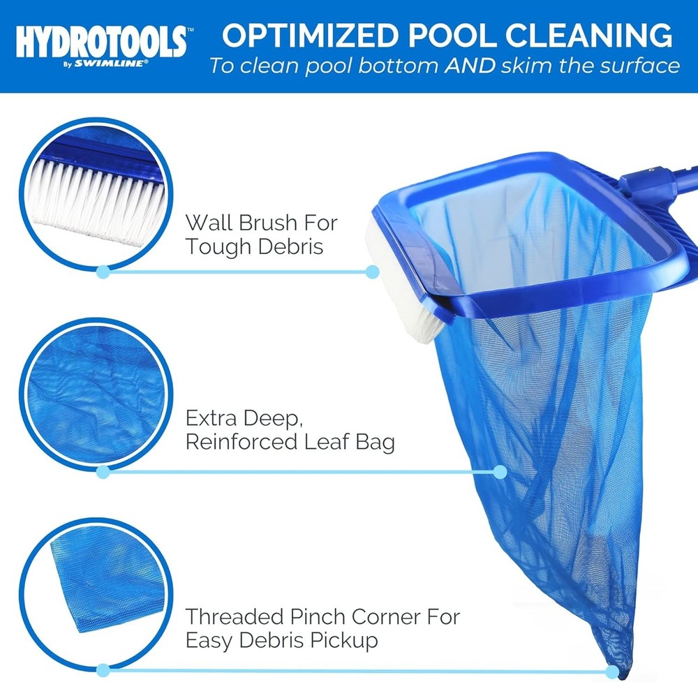 Versatile Hydrotools 8041 Leaf Rake | Reinforced Design for Pool Debris Pickup