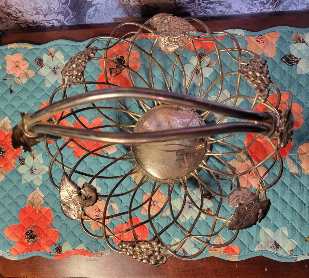 Godinger Silver Art Co Ltd Grape Leaf Swing Handle Silver Plate Basket