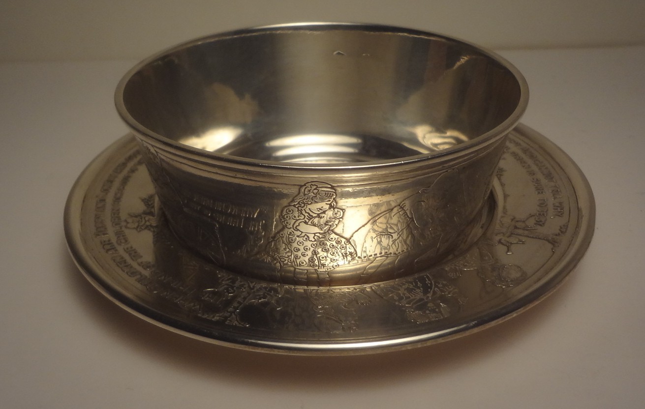 e1900's R. BLACKINTON & CO. sterling silver NURSERY RHYME BABY BOWL marked #219