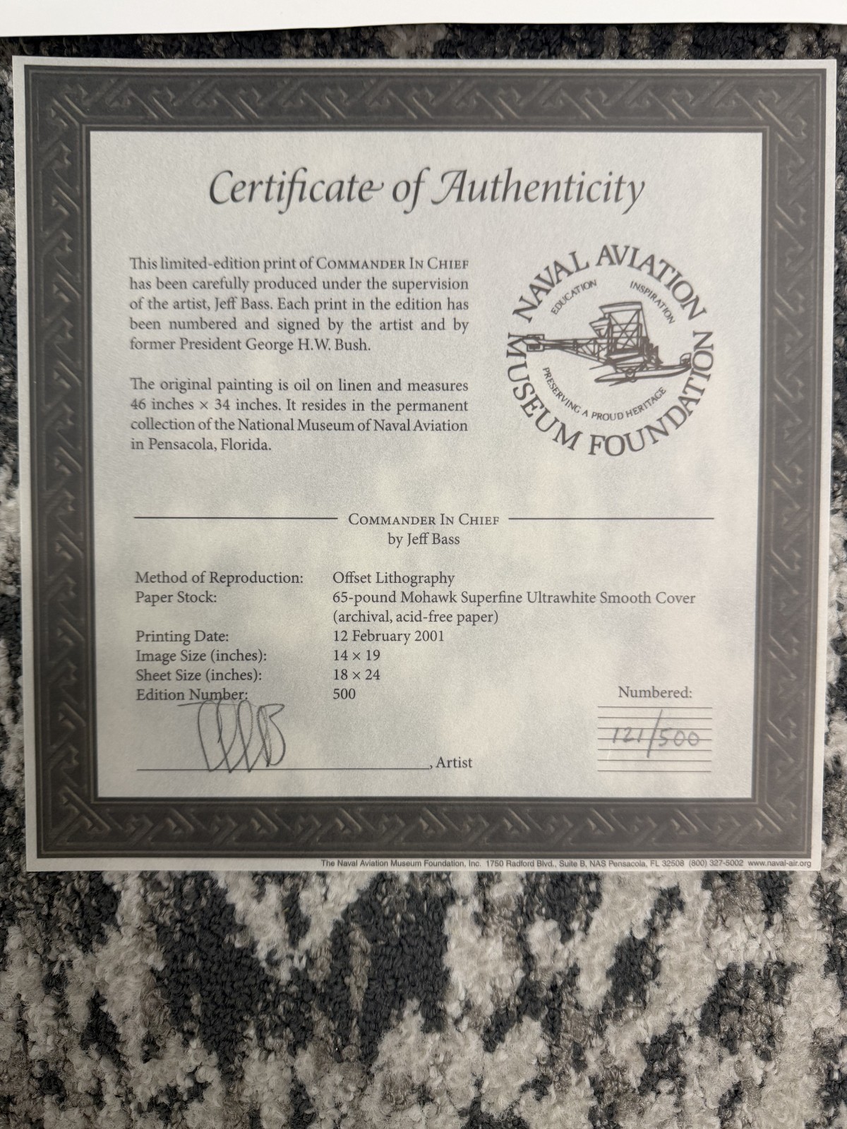 George W. H. Bush Signed "Commander in Chief Lithograph COA 18x24