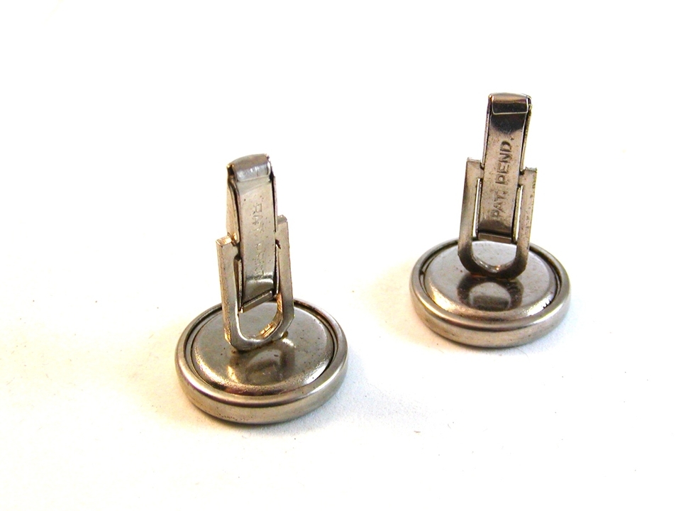 Vintage Silver Tone & Red Cufflinks