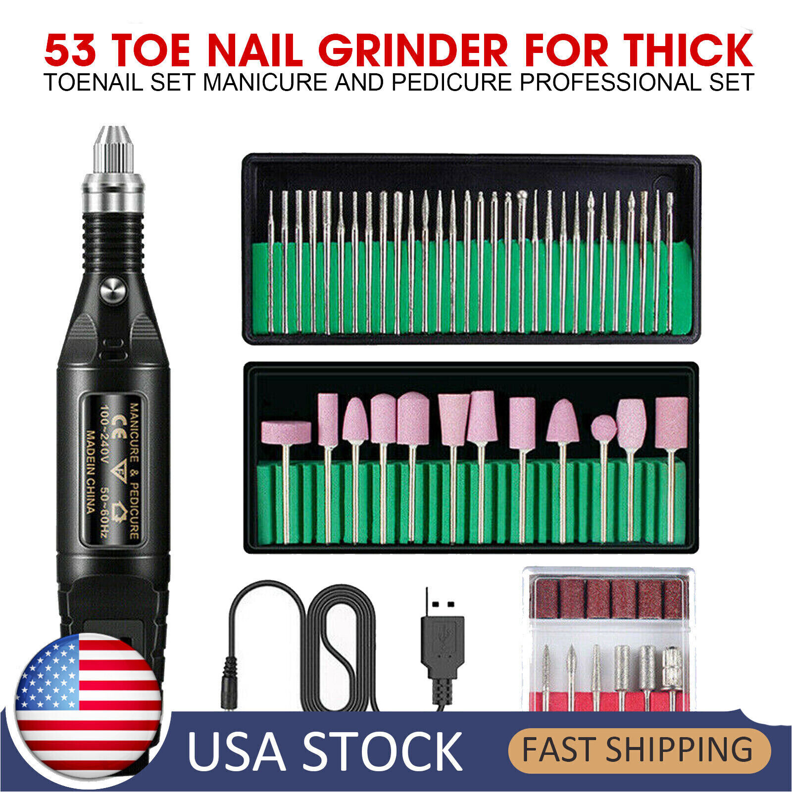 Toe Nail Grinder For Thick Toenails Set Manicure Pedicure Professional SelfVGzm