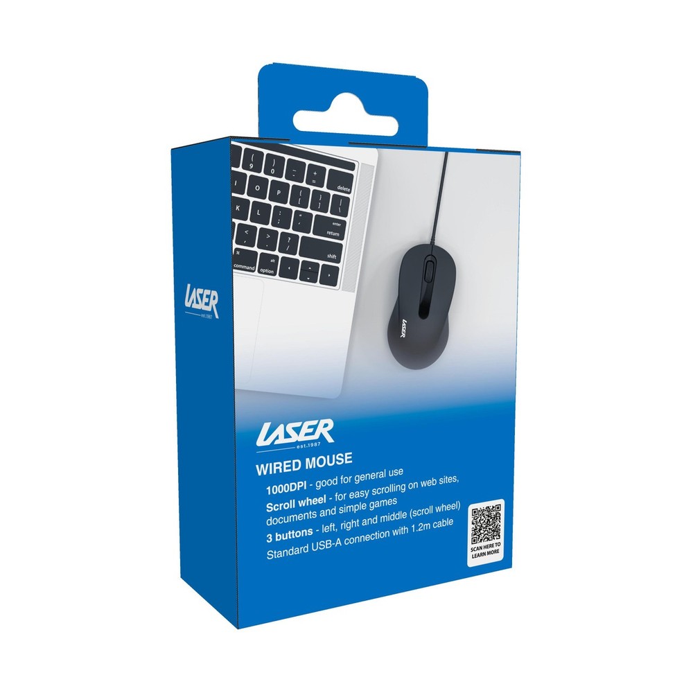 Laser Ergonomic USB Wired Mouse for PC Laptop Mac Windows Linux 1000DPI