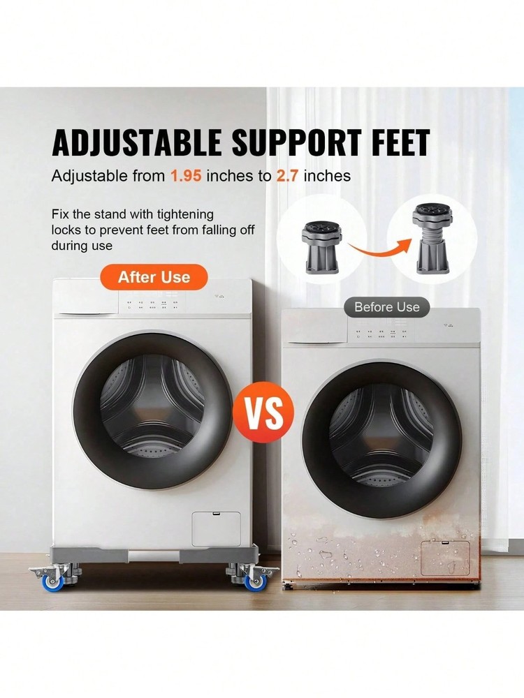 Adjustable Mini Fridge Stand Washing Machine Mobile Base Dolly Roller Wheels