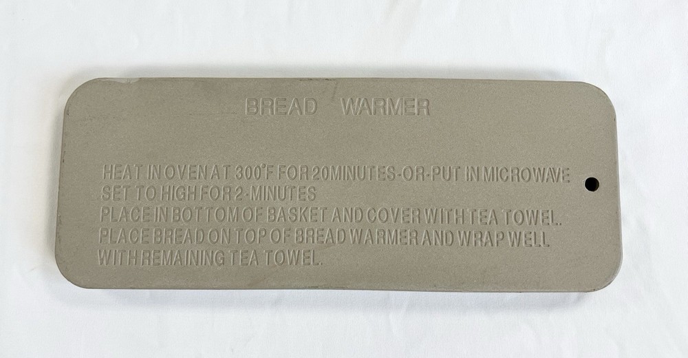 Vintage Earthenware Bread Warming Stone 3D Relief Design 11.25x4.25 Ceramic