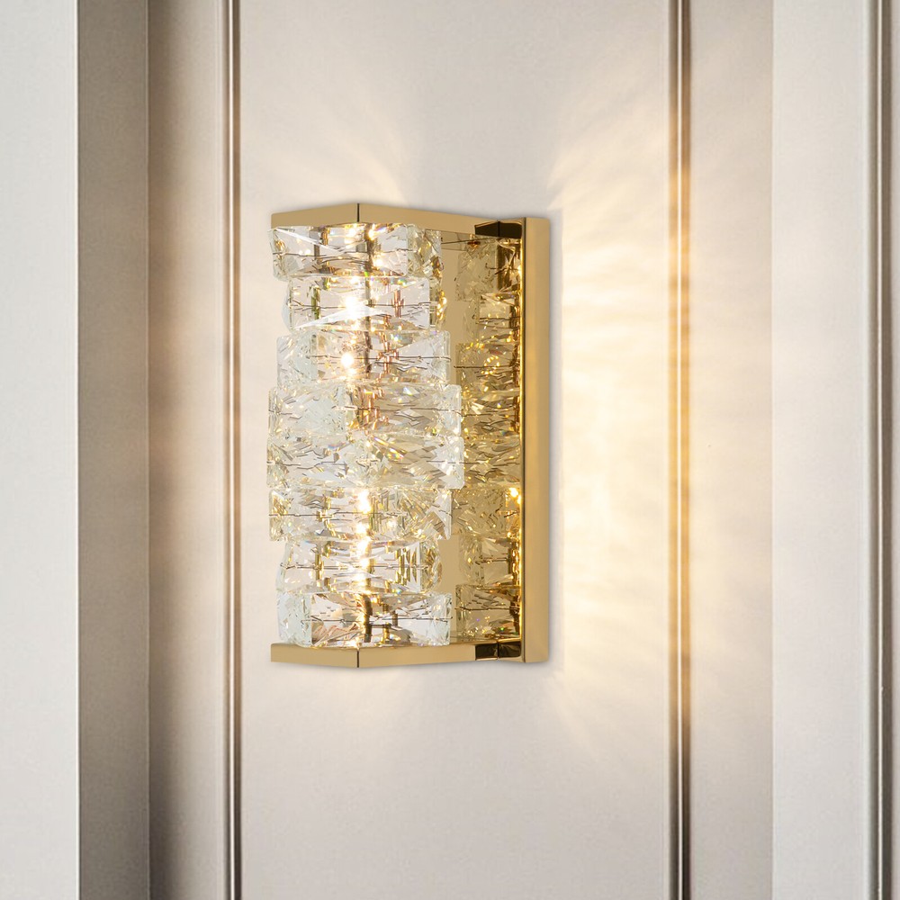 Modern Golden Crystal Wall Lamp with Adjustable LED Light Source