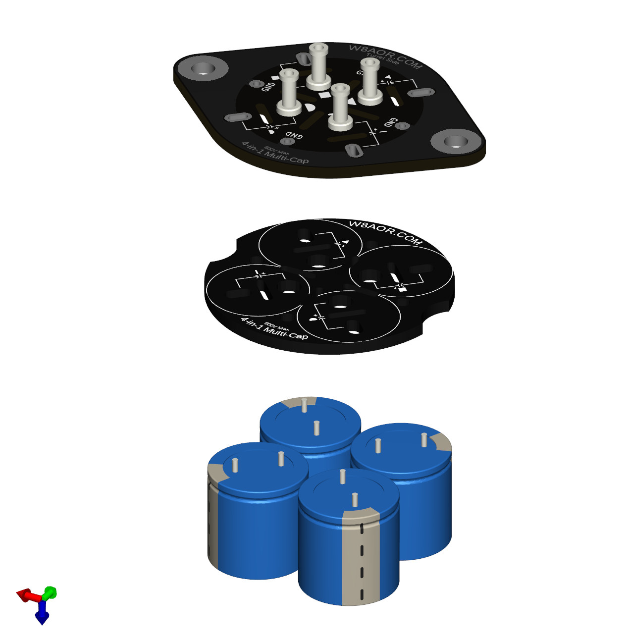 Multi Section Sector Capacitor Circuit Board KIT 600V Wide Body 4 in 1 capacitor