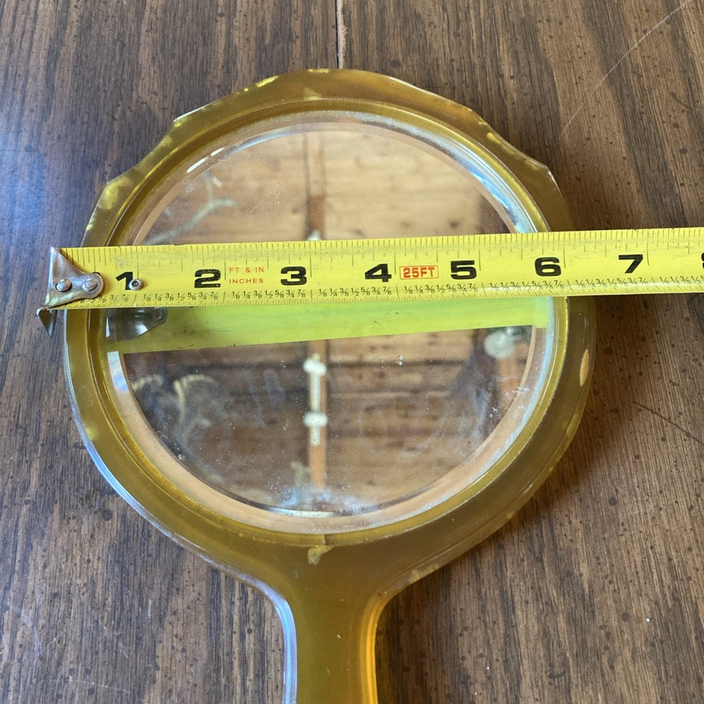 Vtg 30’s Bakelite “butterscotch”Hand Held Vanity Mirror Retro