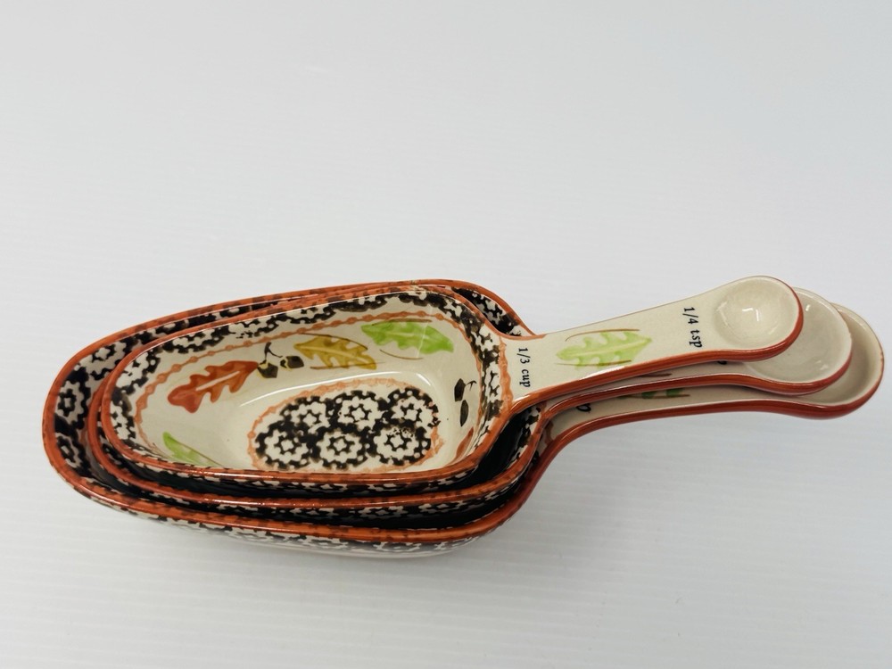 Temptations Fallfetti Measuring Cups Spoons Old World Nesting Ceramic
