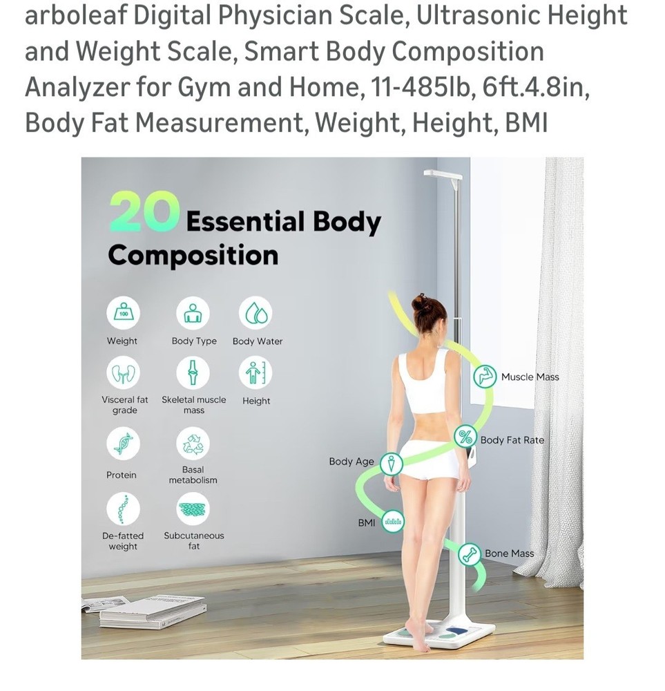 Arboleaf Digital Ultrasonic Height & Weight Smart Scale