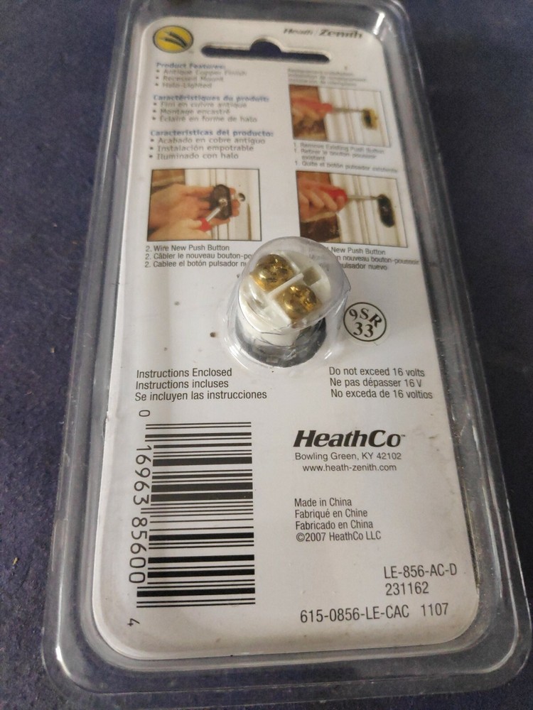 Zenith LE-856-AC WIRED Push Button - Antique Copper Finish - Sealed New