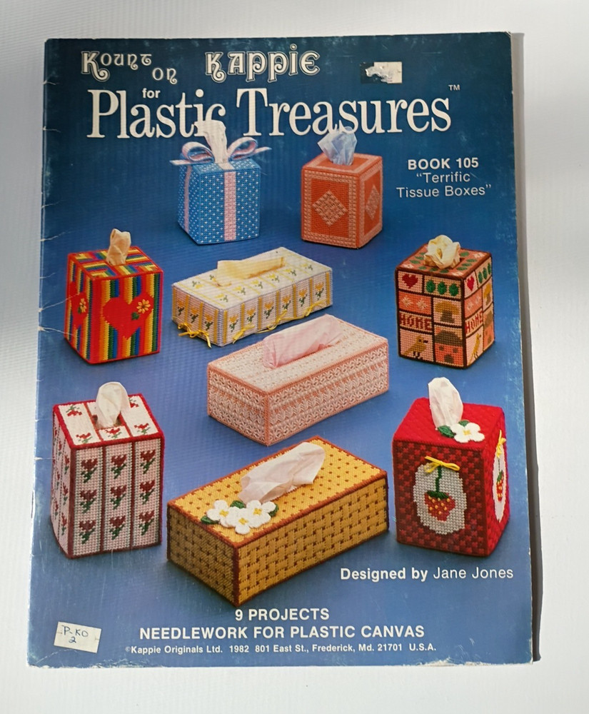 Terrific Tissue Boxes Kappie Plastic Canvas Pattern Book 105