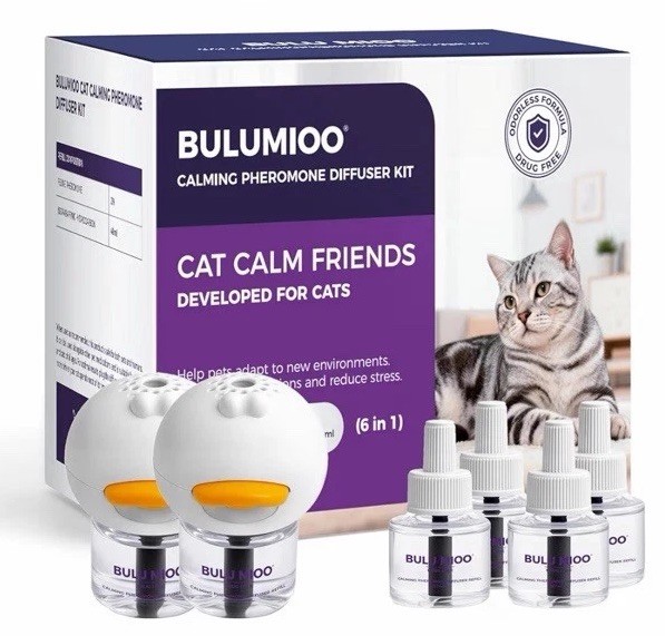 Cat Calming Pheromone Diffuser Set w/ 4 Refills | Stress & Anxiety Relief for