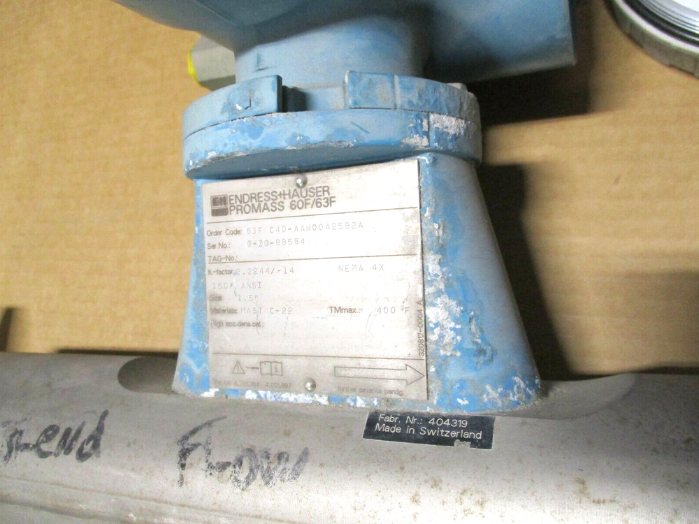 ENDRESS HAUSER, 63FC40AAW00A25B2A, 1.5" 150 FLOW METER, USED