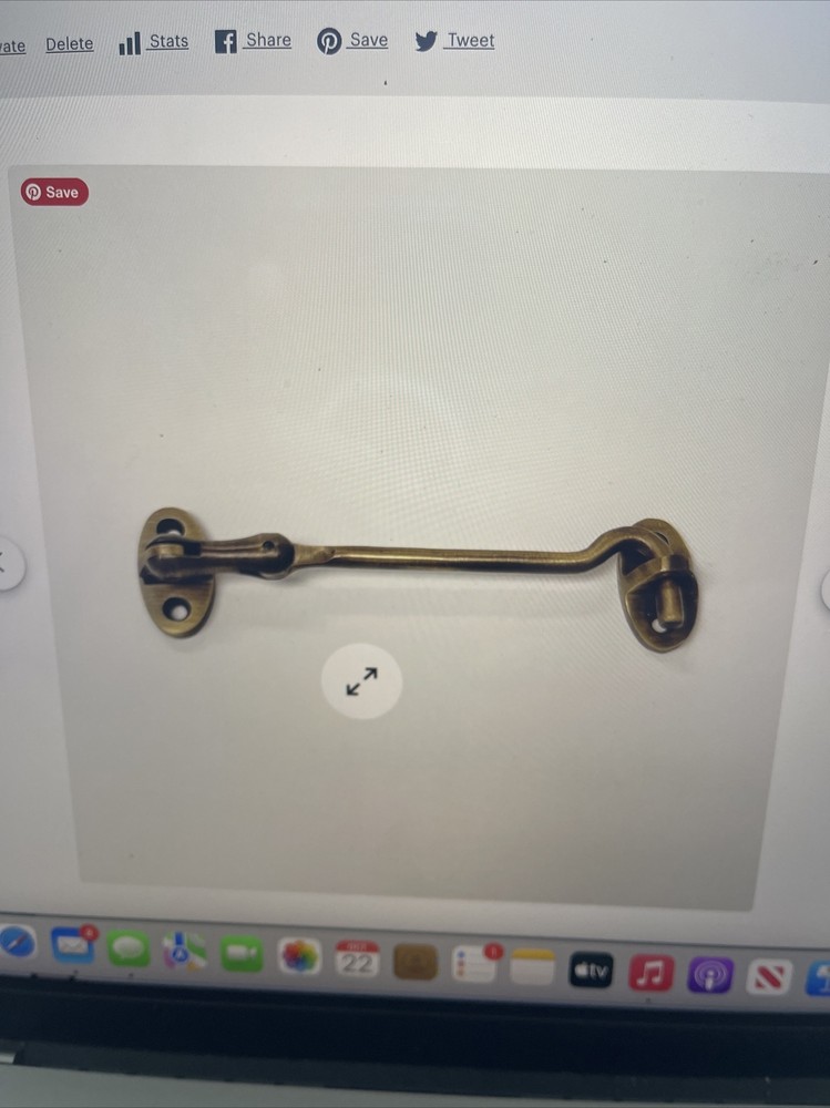 Solid Antique Brass 4 Hook And Eye Lock