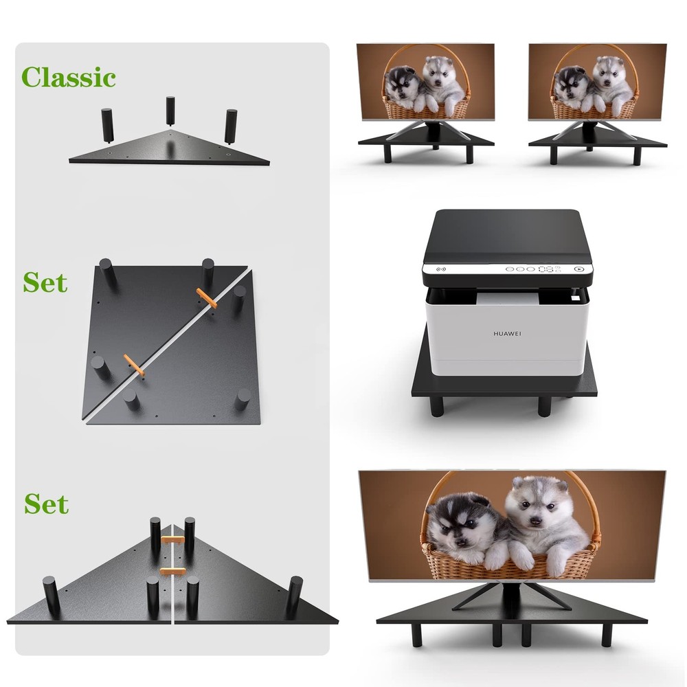 2 Pack White Corner Monitor Stand, Triangle/Square Adjustable Height Riser, 2...