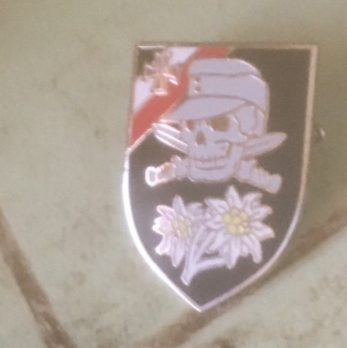 German Skull edelweiss pin badge