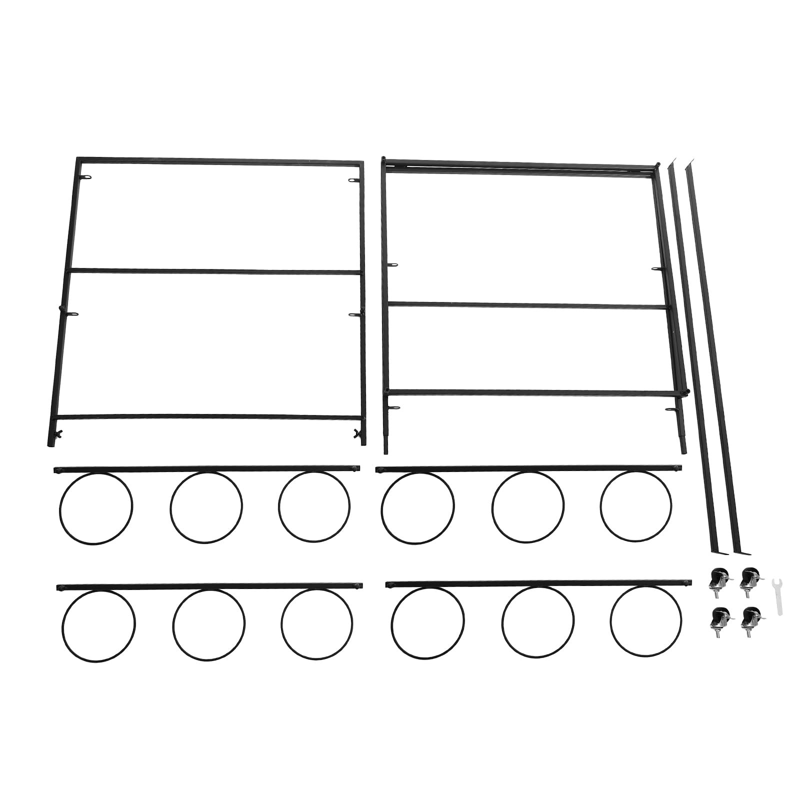 4 Tier Metal Flower Stand with 12 Buckets and Wheels for Florist Garden Outdoor