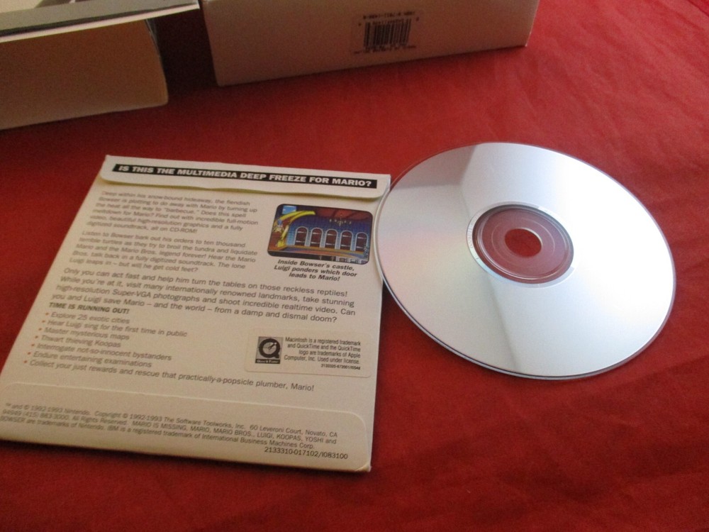 Mario Is Missing CD-ROM for Apple Macintosh Computer COMPLETE w/ Box manual