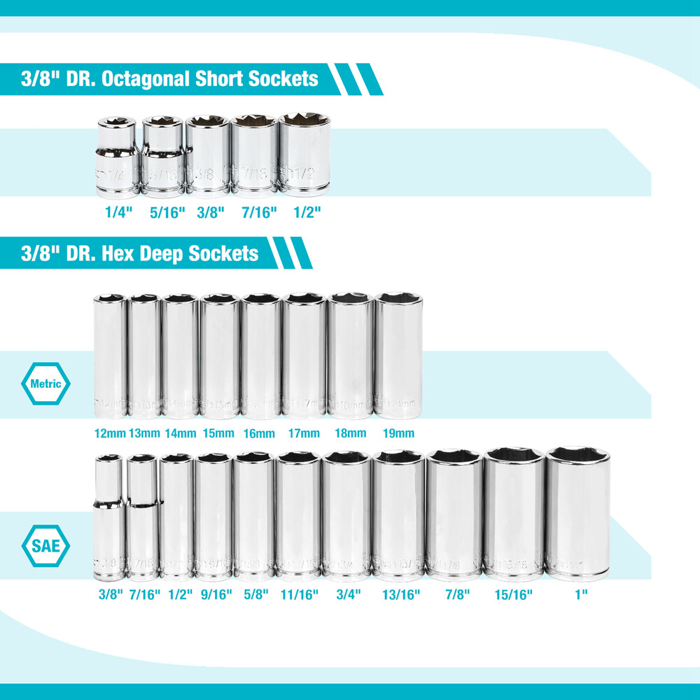 DURATECH 497PC Mechanics Tool Set Automotive SAE/Metric Socket 3 Drawer Case Box