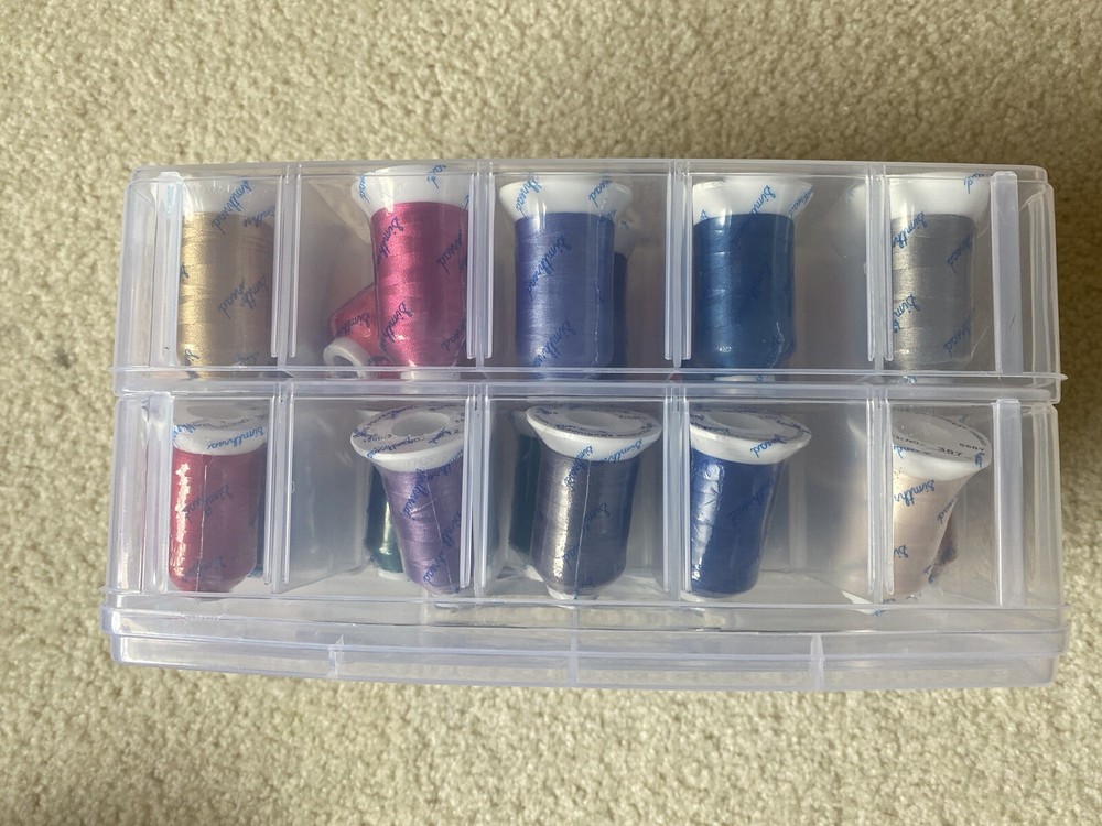 Simthread Embroidery Machine Thread 40 Brother Colors with Storage Box