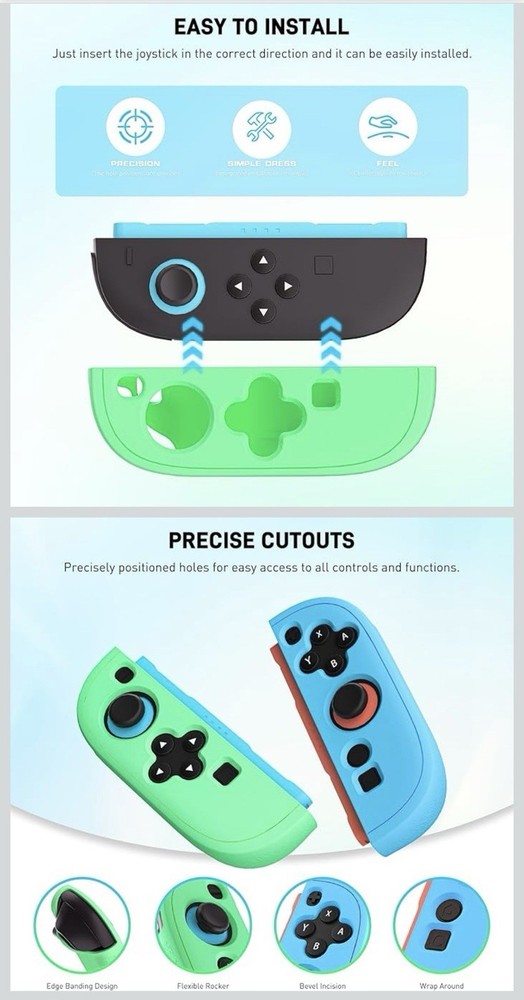 2pcs Silicone Case for Nintendo Switch Joy-Con Controller Ergonomic Grip Cover