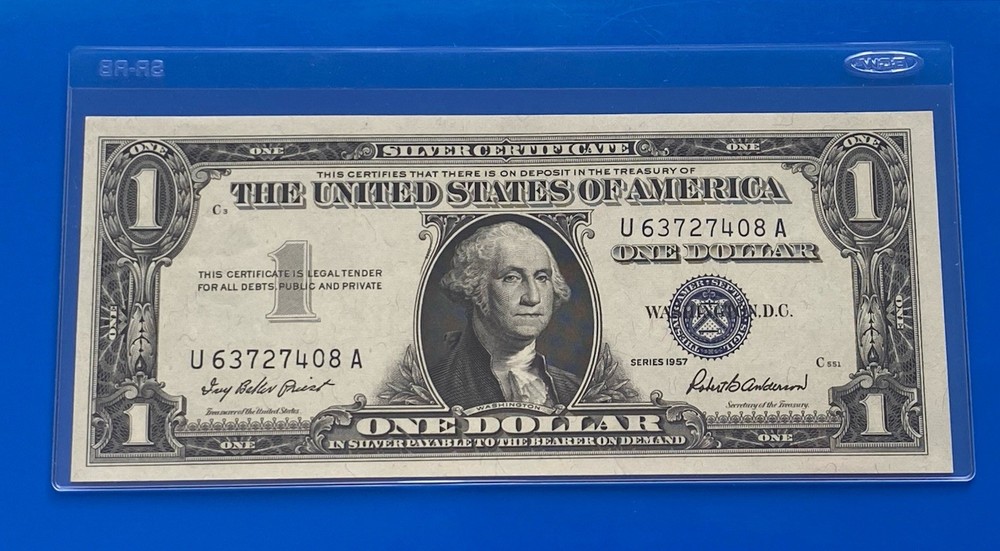 1957 $ 1 DOLLAR SILVER CERTIFICATE Block U-A UNCIRCULATED