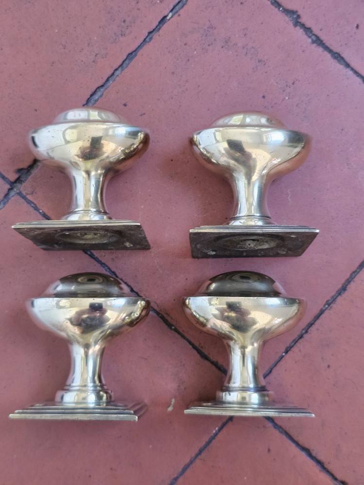 Antique original set 4 mortice lock brass door knobs