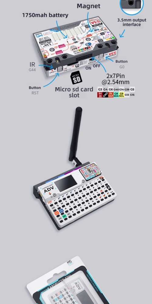 1 M5Stack Cardputer Adv Card Computer 56-key Programmable Development Board S3A