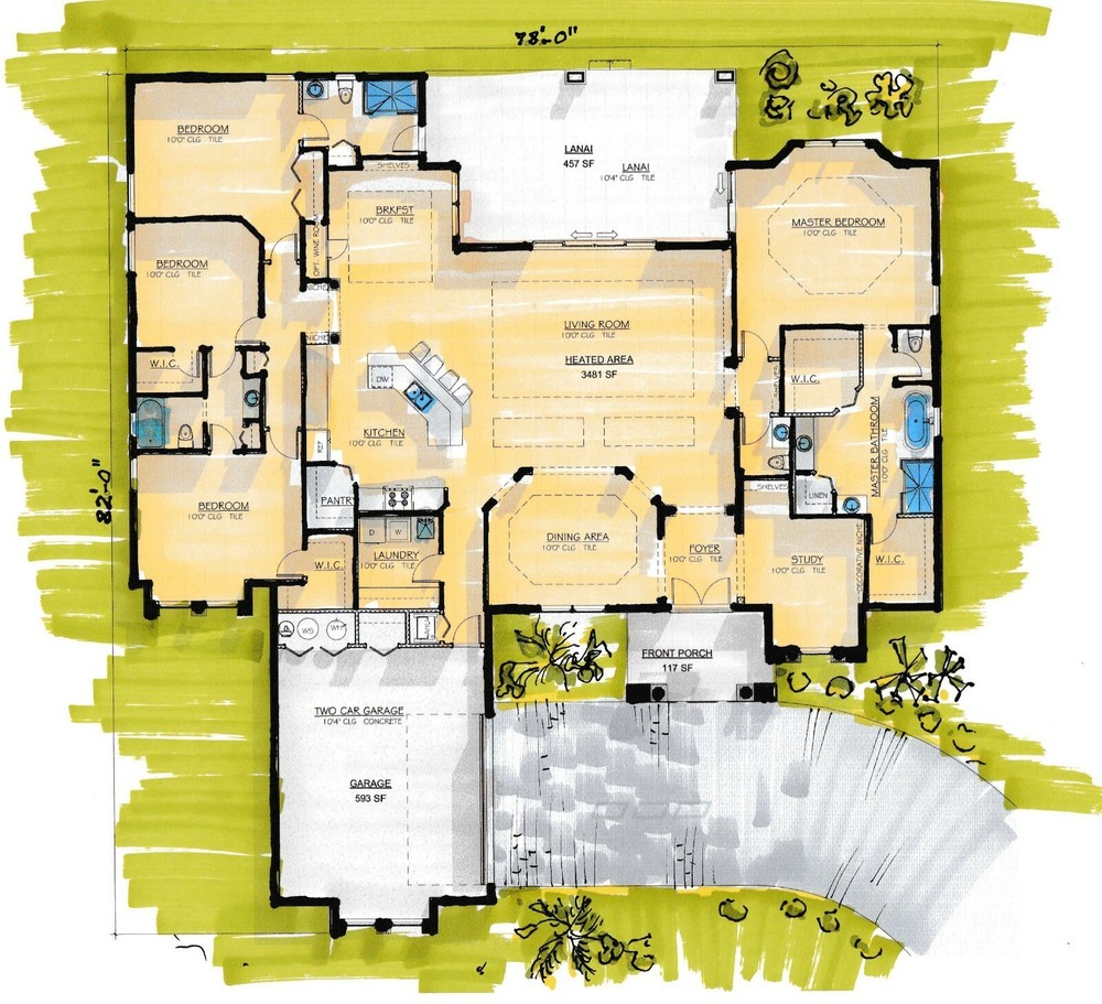 BLUEPRINTS MEDITERRANEAN HOUSE PLAN ARCHUP #104M