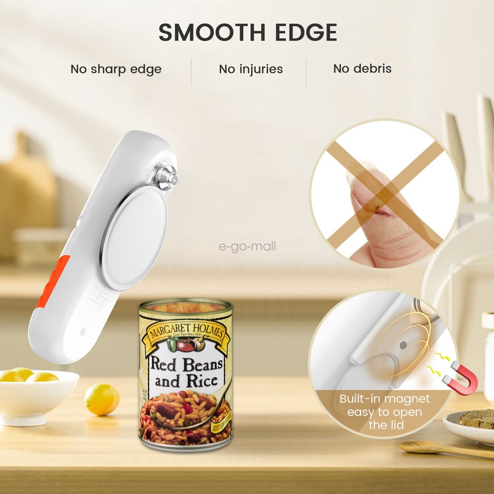 No Sharp Edge Rechargeable Electric Can Opener w/Replaceable Blade for All Cans