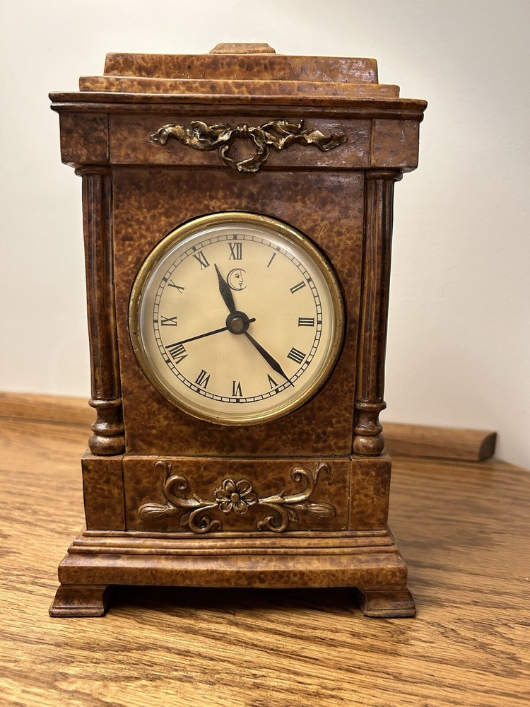 Marble Effect Resin Mantel Clock