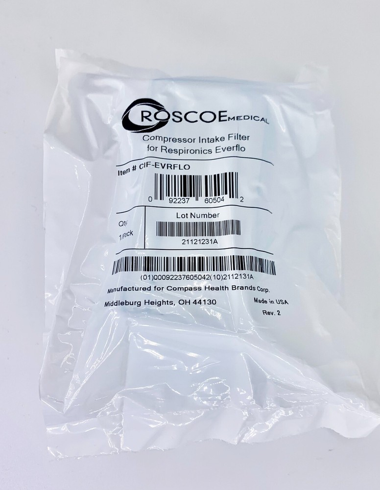 Respironics Everflo Universal Roscoe Compressor Filter CIF-EVRFLO
