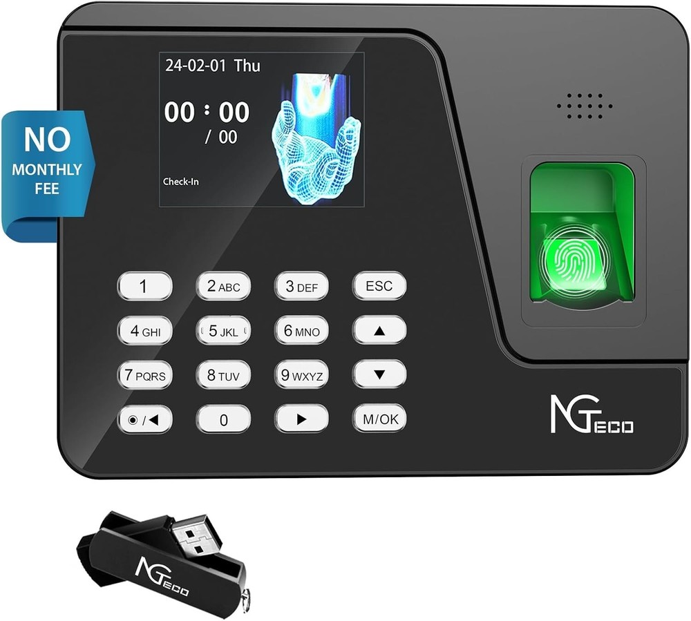 NGTeco AS10-B Standalone Time Clock Automatic Punch In Office Machine